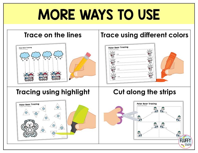 polar bear tracing, winter tracing worksheets, polar bear activities, winter activities