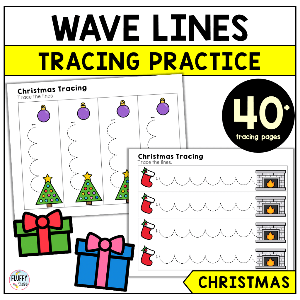 40+ Fun Pages of Christmas Wave Curve Lines Tracing Pre-writing Worksheets 5
