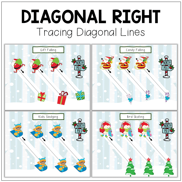 Christmas Pre-Writing Tracing Printables : FREE 5 Pages of Diagonal and Zigzag Lines Tracing 6