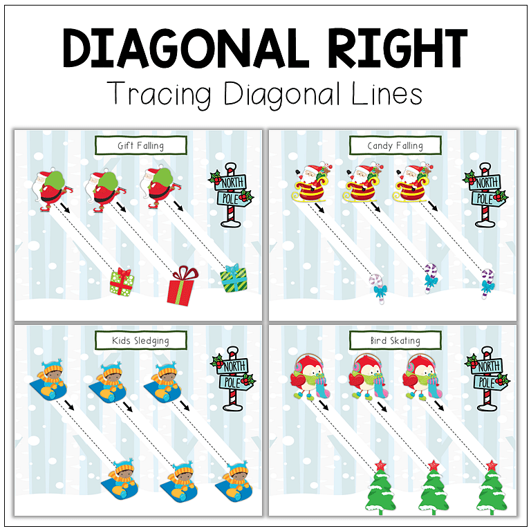 Christmas Pre-Writing Tracing Printables : FREE 5 Pages of Diagonal and Zigzag Lines Tracing 34