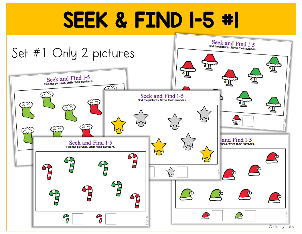 40+ Pages of Fun Christmas Search and Find Counting to 10 Activities ...