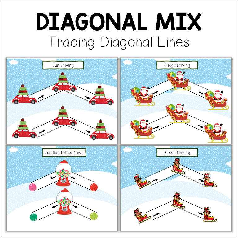 Christmas Pre-Writing Tracing Printables : FREE 5 Pages of Diagonal and Zigzag Lines Tracing 35