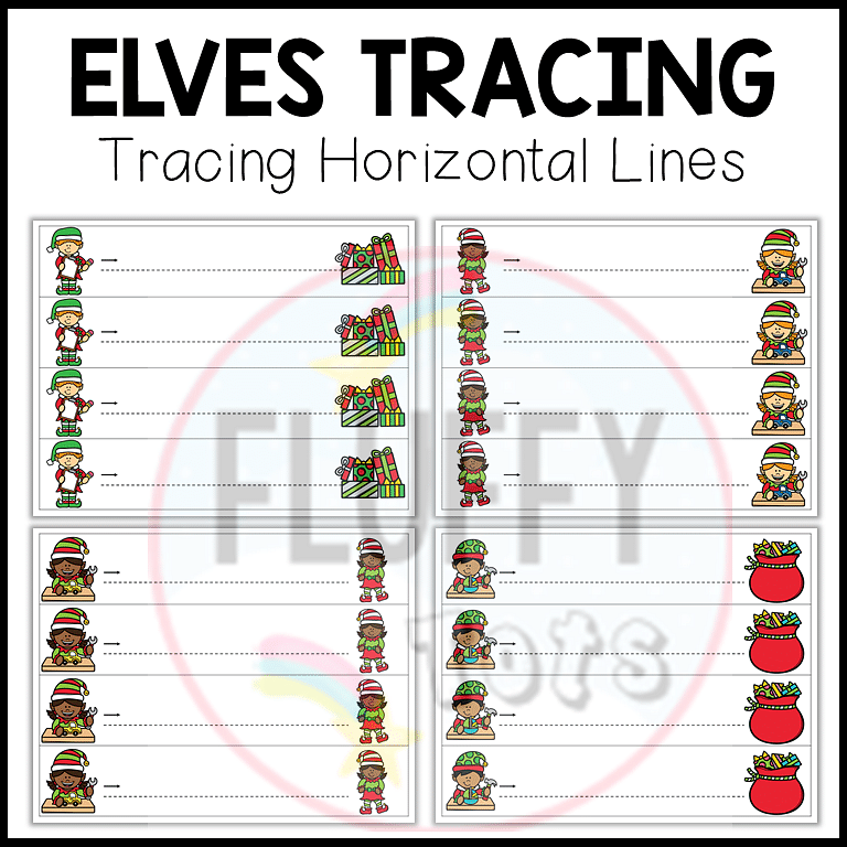 50+ Pages of Fun Christmas Tracing Horizontal Lines Prewriting Worksheets 7