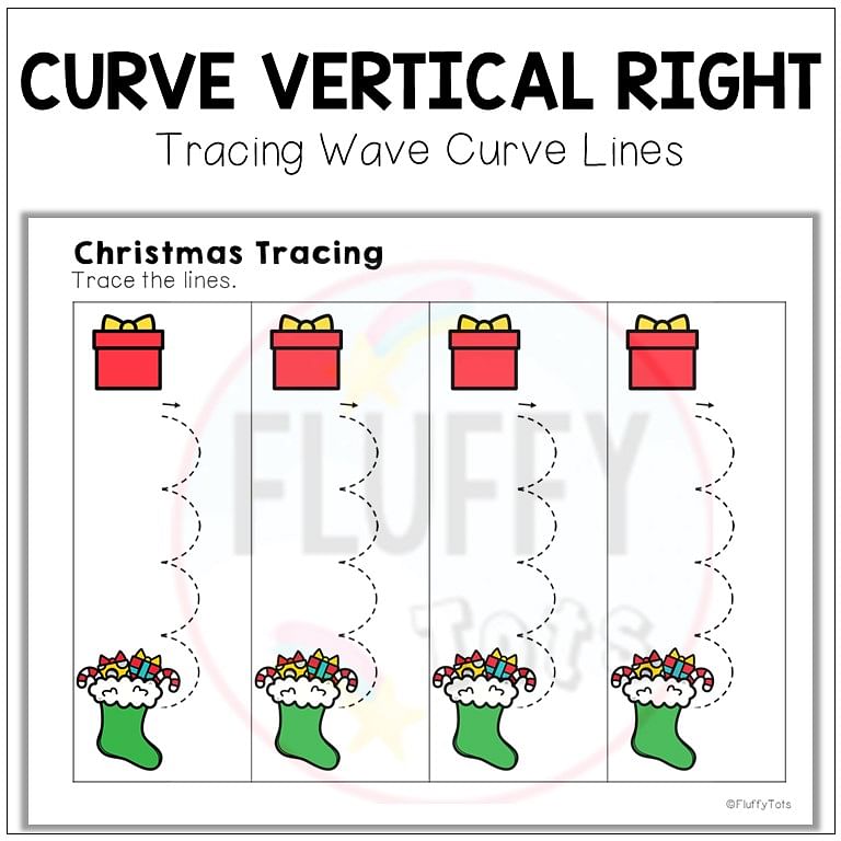 40+ Fun Pages of Christmas Wave Curve Lines Tracing Pre-writing Worksheets 7