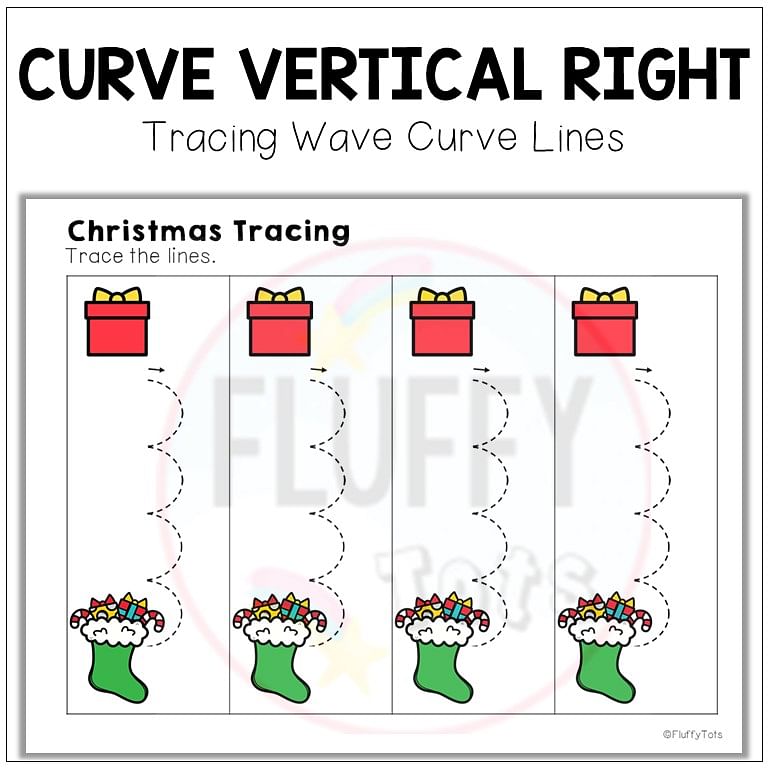 40+ Fun Pages of Christmas Wave Curve Lines Tracing Pre-writing Worksheets 3