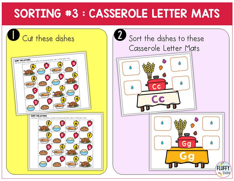 Easy Thanksgiving Letter Sorting Cut-and-Paste Letter Recognition Activity 4