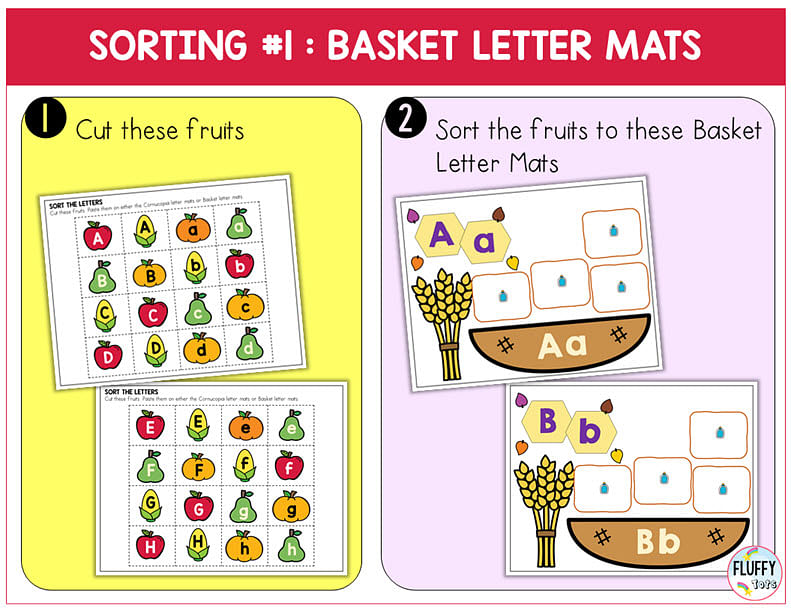 Easy Thanksgiving Letter Sorting Cut-and-Paste Letter Recognition Activity 3