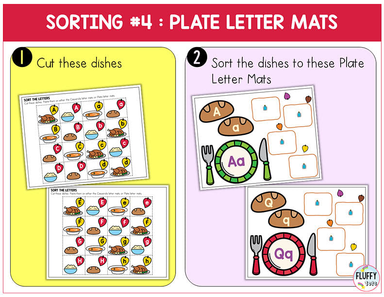 Easy Thanksgiving Letter Sorting Cut-and-Paste Letter Recognition Activity 6
