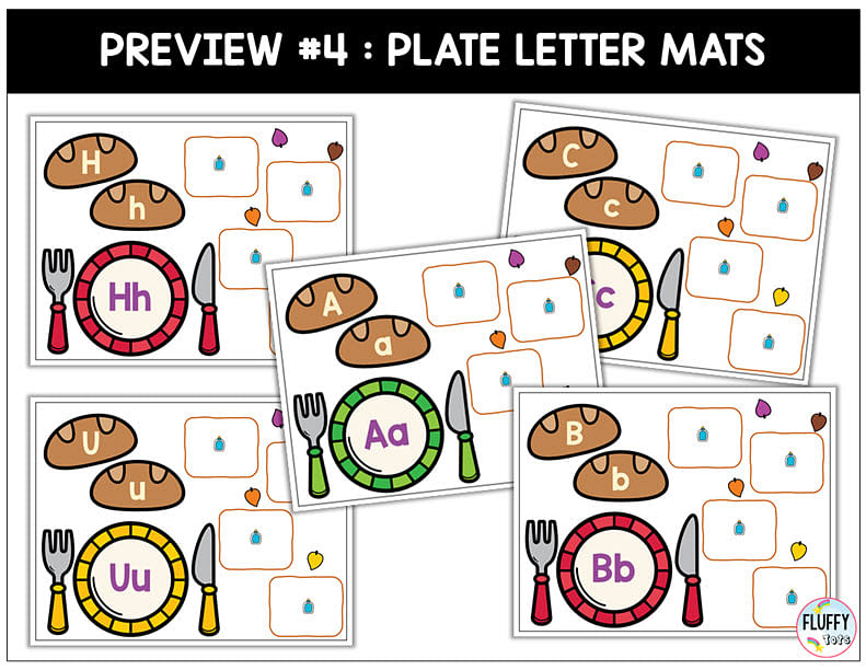 Easy Thanksgiving Letter Sorting Cut-and-Paste Letter Recognition Activity 12