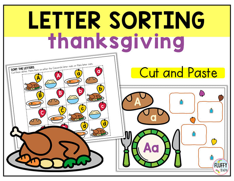 thanksgiving letter sorting, thanksgiving letter recognition, thanksgiving letter activity