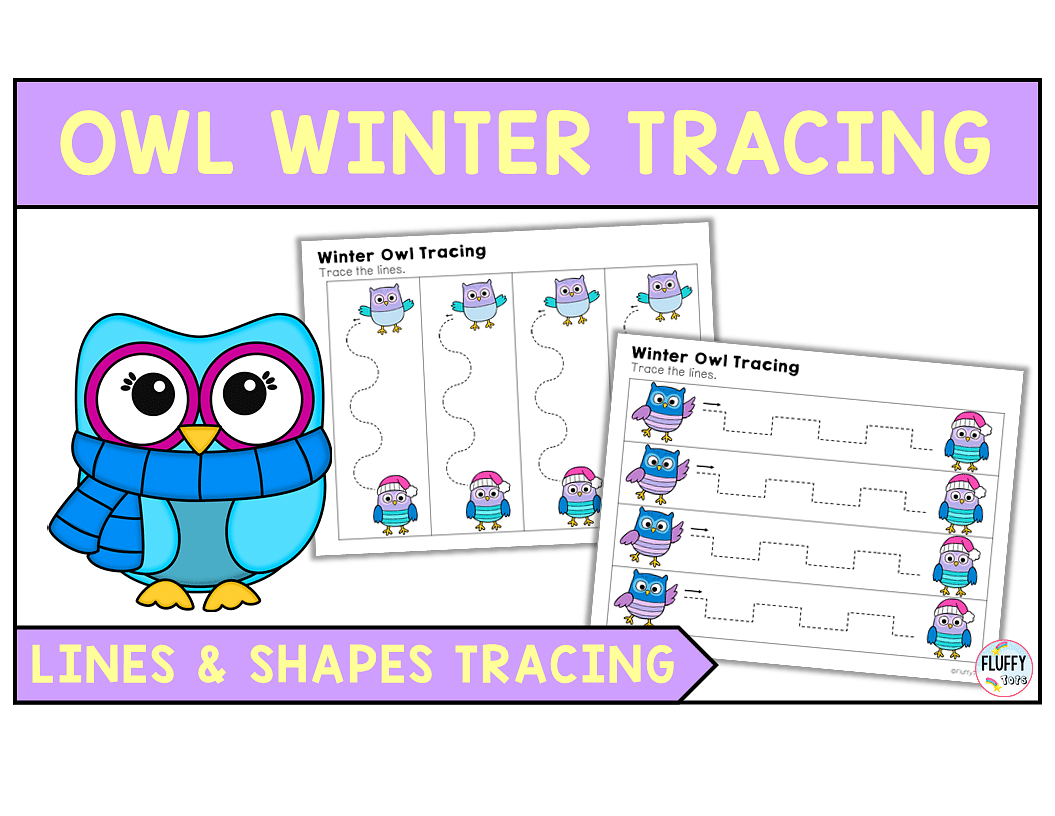 50+ Fun Pages of Winter Owls Tracing Worksheets for Preschool and Toddler 1