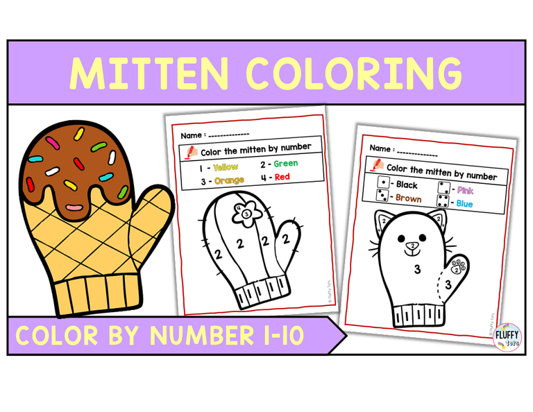 Fun Winter Mitten Color By Number Counting 1-10