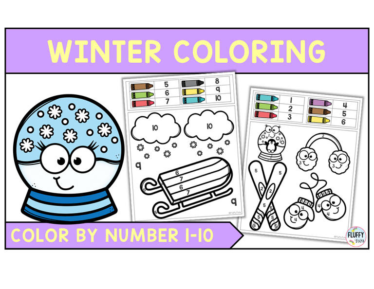 Fun Winter Color By Number Activity Learning Number 1-10