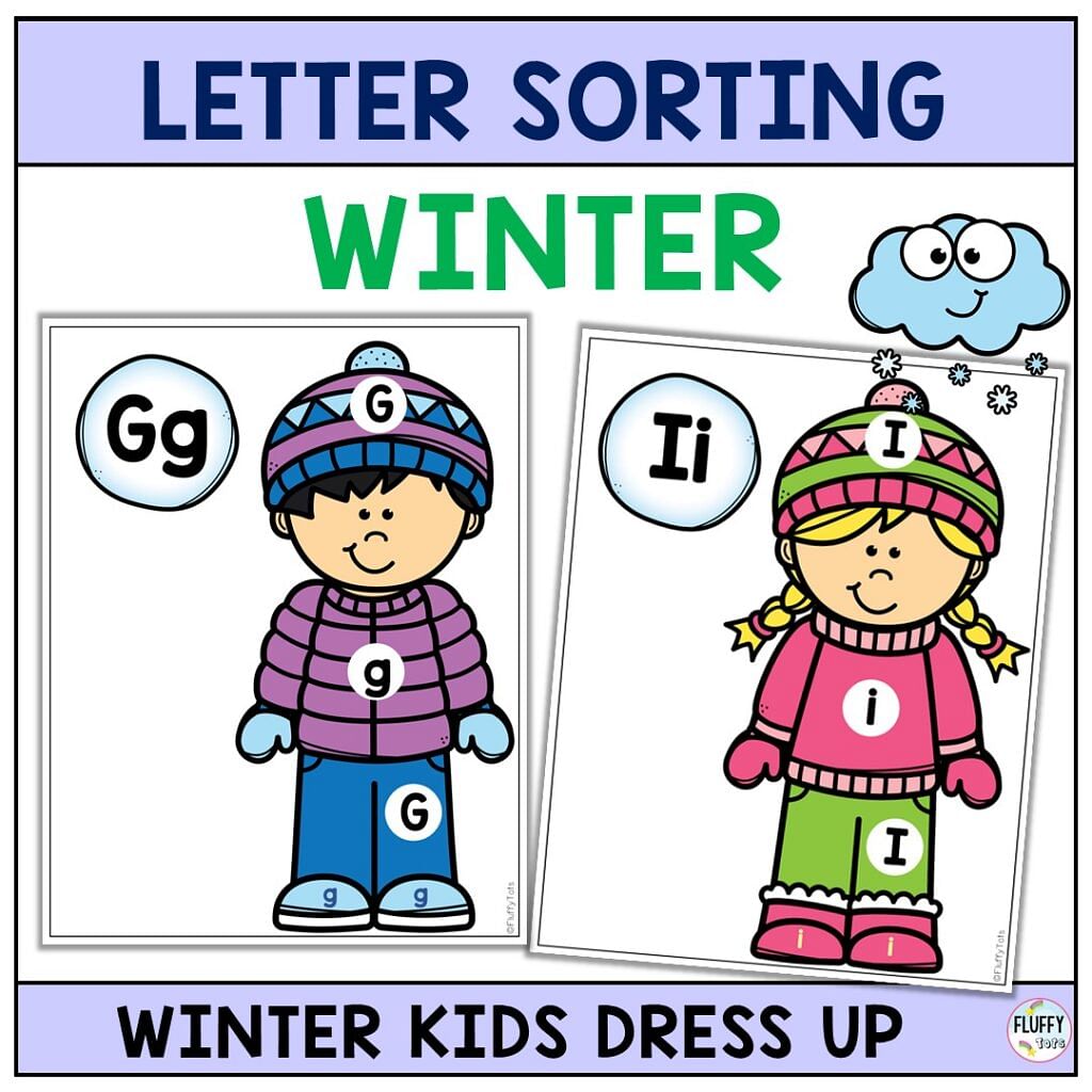Fun Dress-Up Winter Letter Sorting for Literacy Activities 2