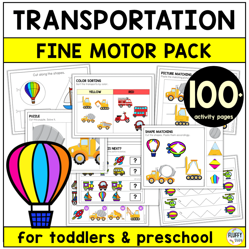 100+ Pages of Fun Transportation Activity Pack for Preschool and Toddlers 1