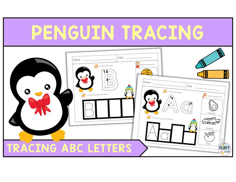 78 Pages of Alphabet Tracing Worksheets with Fun Penguin-Theme