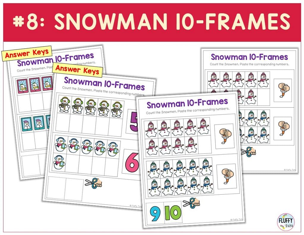 Snowman 10-frames worksheets