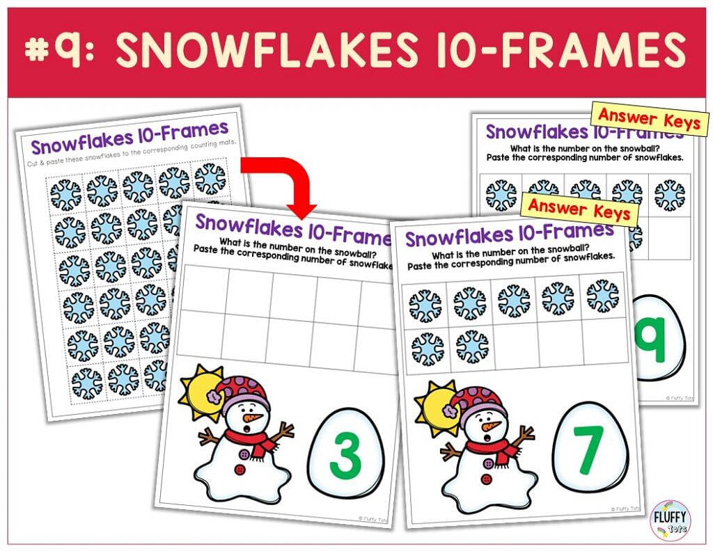 100+ Fun Pages of Snowman Math Preschool Worksheets with Answer Keys 6