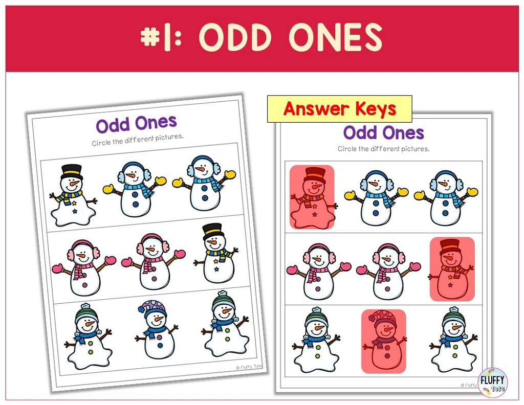 Snowman Counting Preschool Worksheets