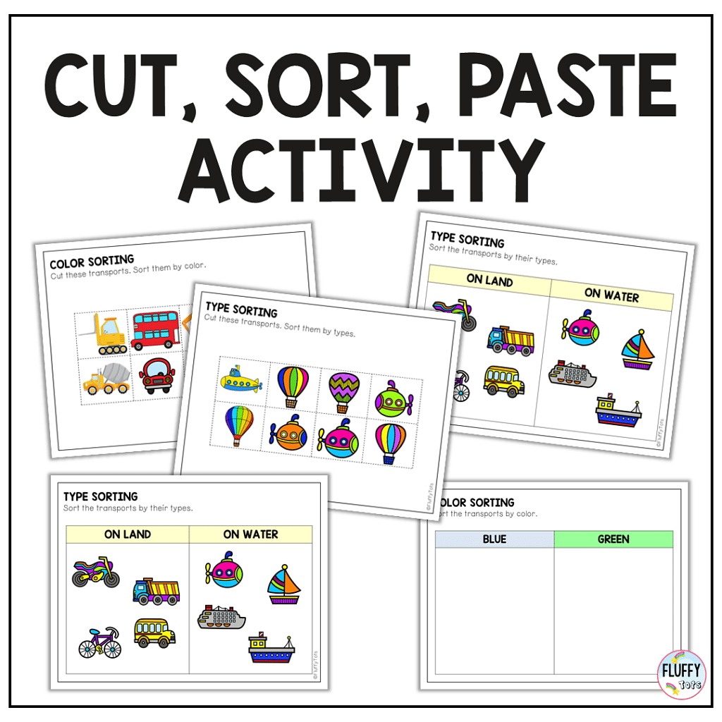 transportation activity pack, transportation printables preschool and toddler