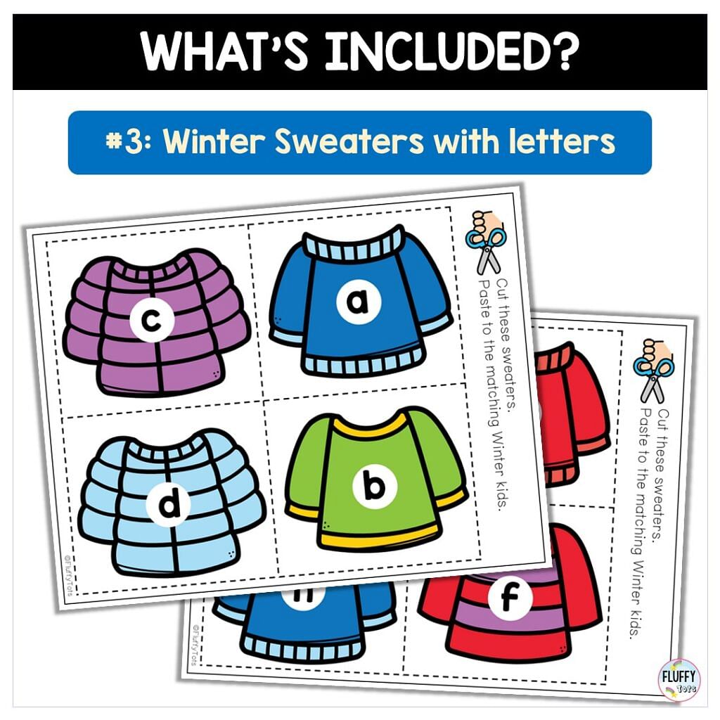 Fun Dress-Up Winter Letter Sorting for Literacy Activities - FluffyTots