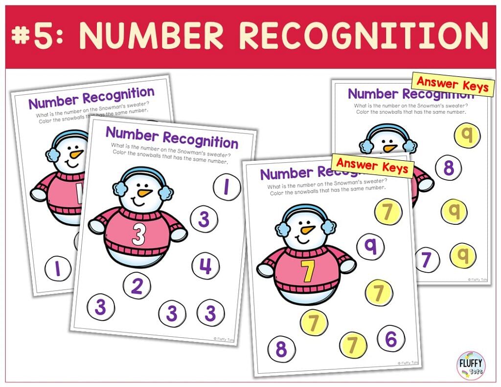 100+ Fun Pages of Snowman Math Preschool Worksheets with Answer Keys 3