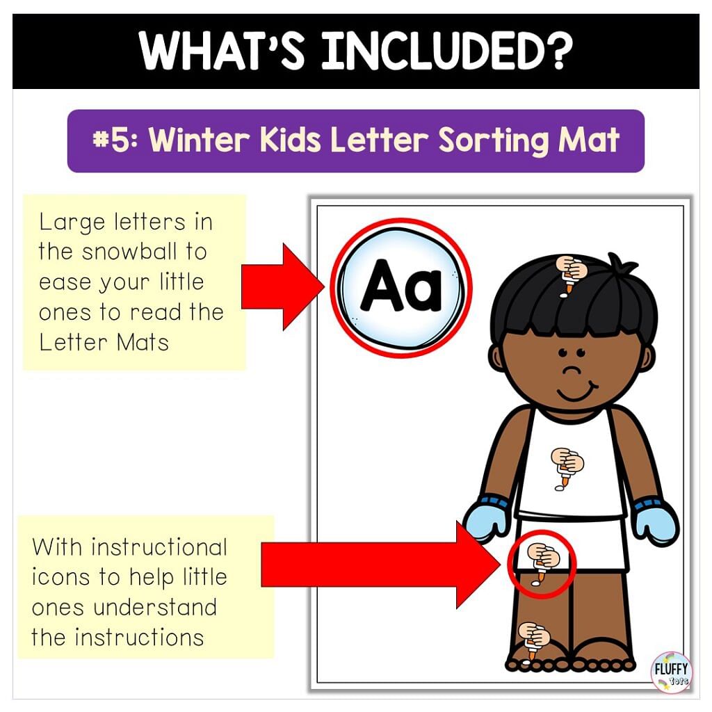 Fun Dress-Up Winter Letter Sorting for Literacy Activities 9