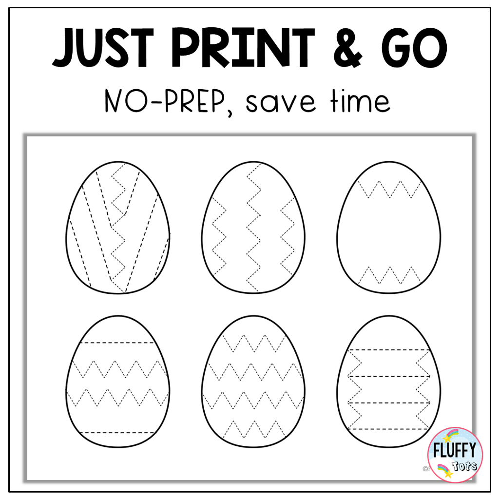 Easter Eggs easy tracing lines worksheets