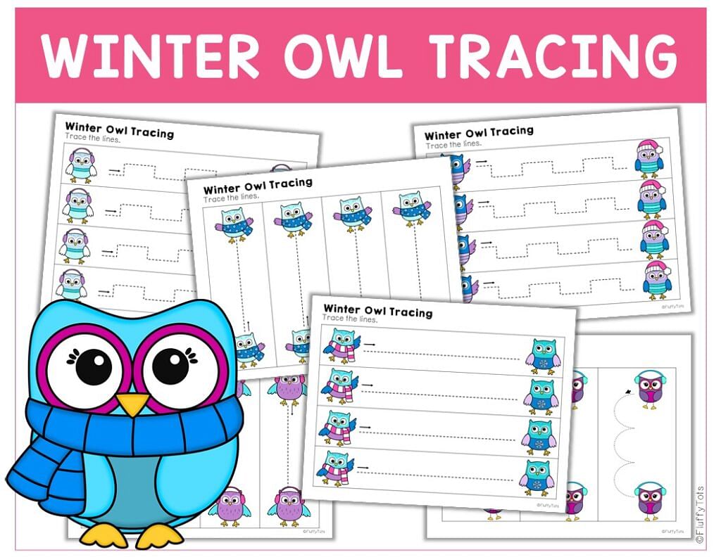 Winter Prewriting Practice - Free Fine Motor Coloring and Tracing