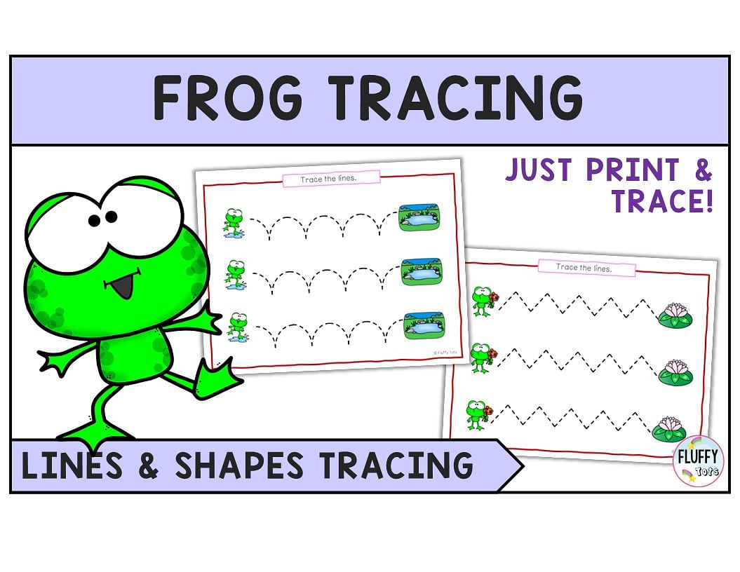 Exciting Frog Tracing Line Worksheets for Toddler and Preschool Kids 1