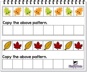 Fall LEaves pattern, ABAB Pattern worksheet preschool