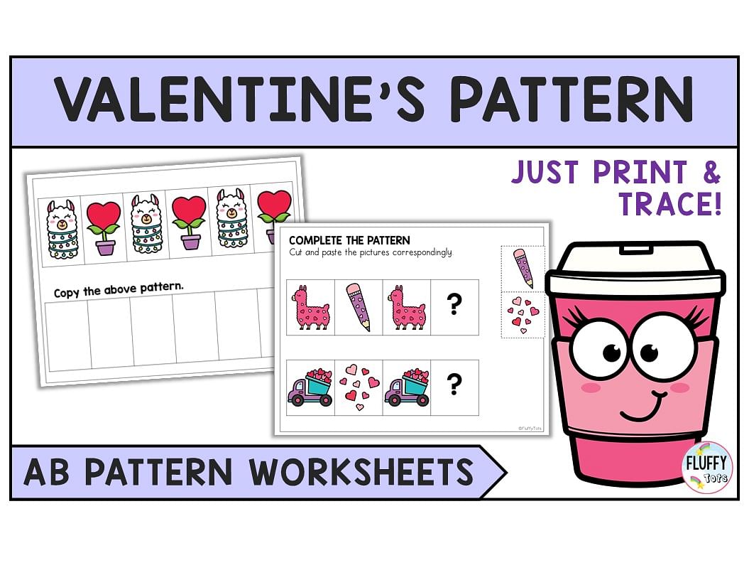 50+ Pages Fun Valentine's Day AB Pattern Worksheet 1