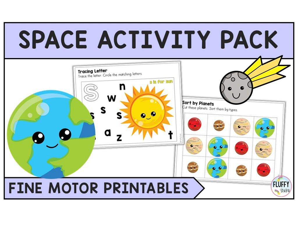 70+ Pages Exciting Preschool Space Theme Printables - FluffyTots