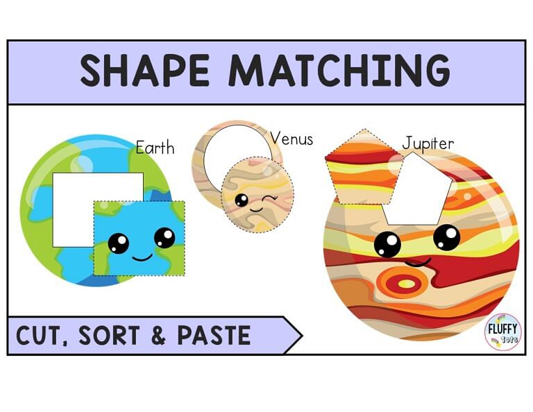 Space Shape Matching Activity : FREE 4 Planets