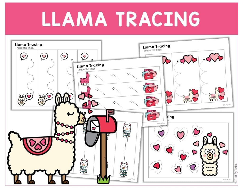 50+ Pages of Fun Valentine's Tracing Printables with Llama 7