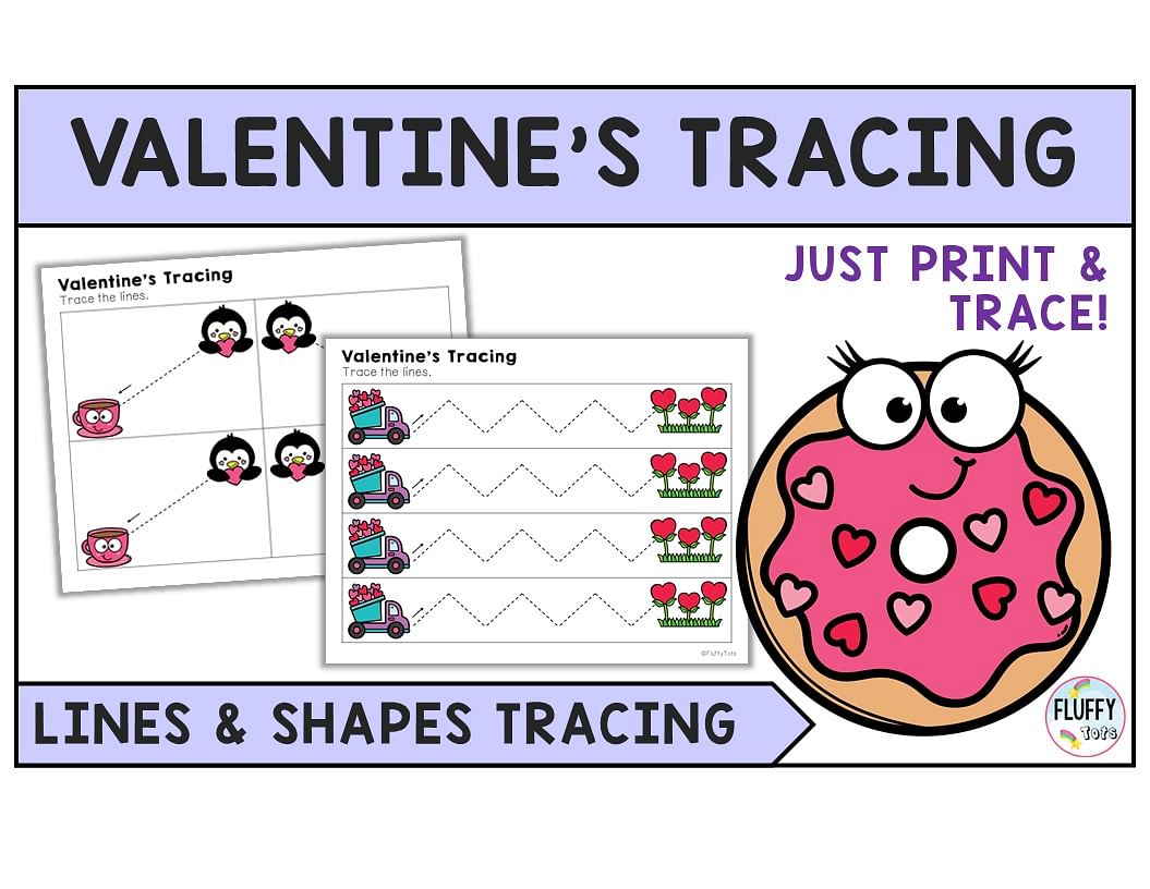 60+ Pages of Easy-to-Use Valentine's Day Tracing for Preschool Kids 1