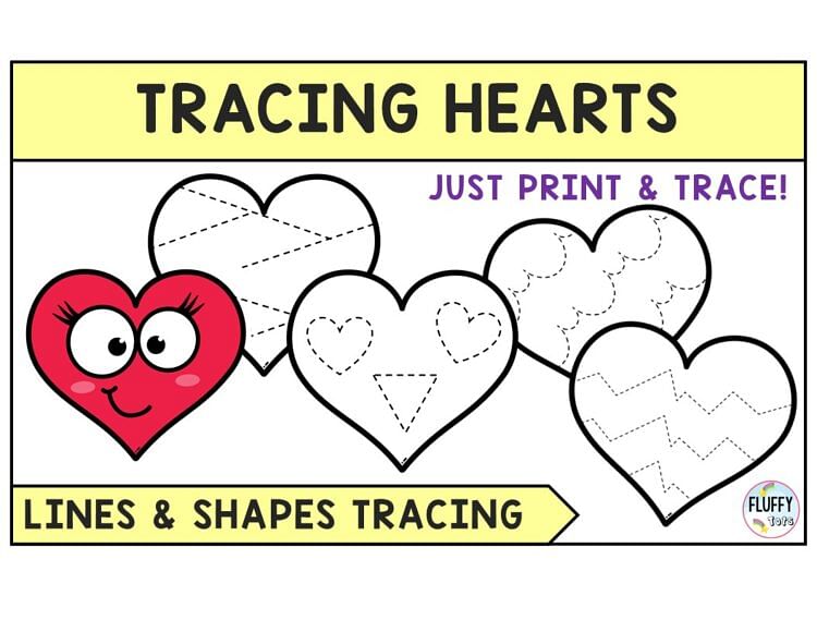 6 Fun & Easy Heart Tracing Worksheet - FluffyTots