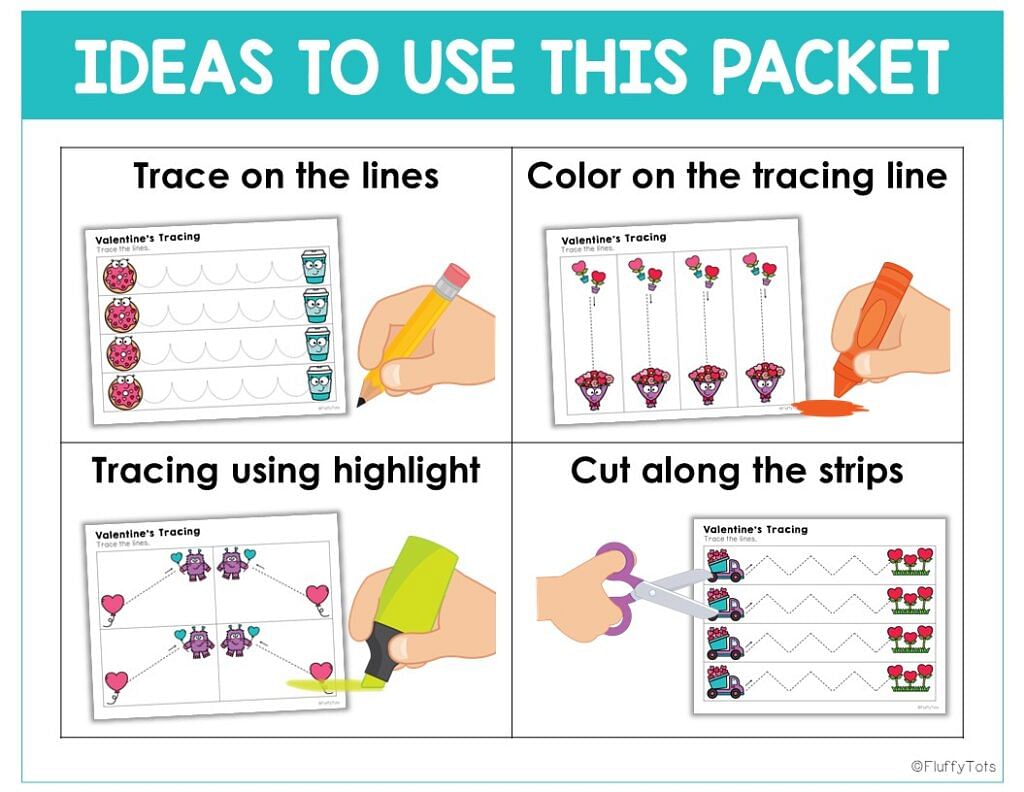 60+ Pages of Easy-to-Use Valentine's Day Tracing for Preschool Kids 3