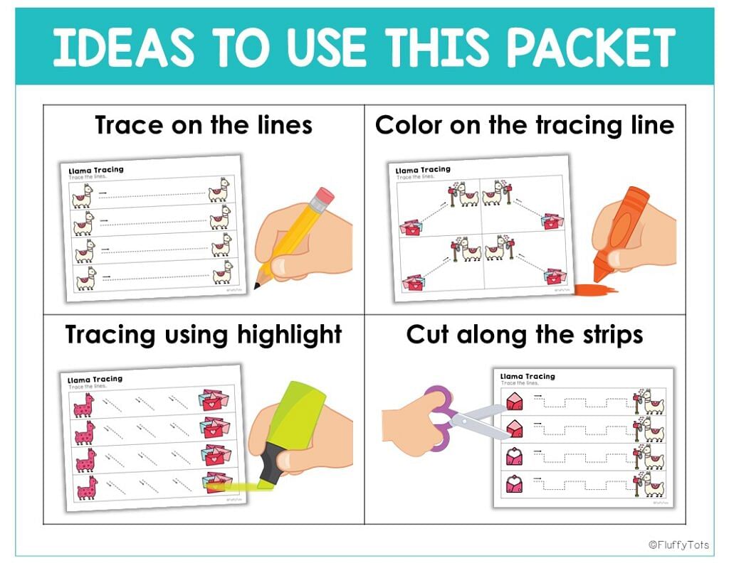 50+ Pages of Fun Valentine's Tracing Printables with Llama 59