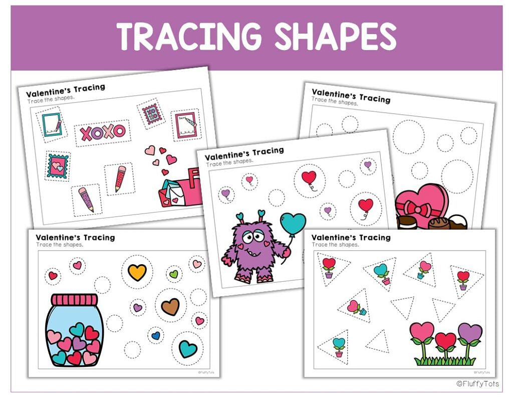 60+ Pages of Easy-to-Use Valentine's Day Tracing for Preschool Kids 3