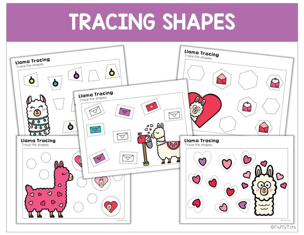 50+ Pages of Fun Valentine's Tracing Printables with Llama 6