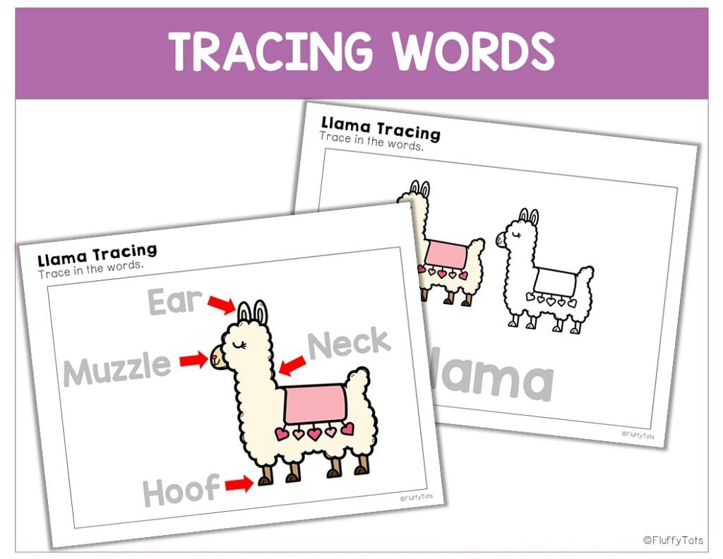 50+ Pages of Fun Valentine's Tracing Printables with Llama 58