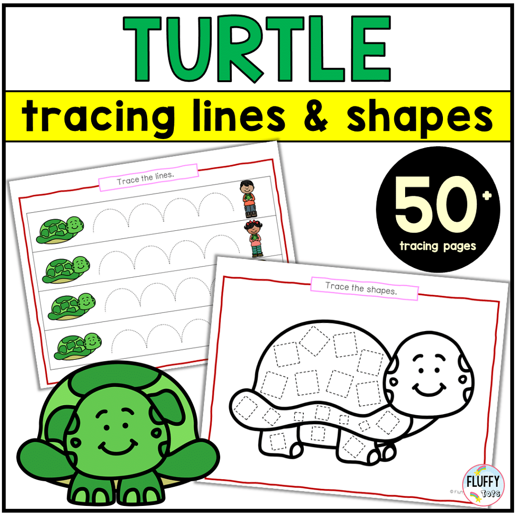 Ready to Use Turtle Tracing Pages for Preschool: FREE 10 Tracing Lines 2