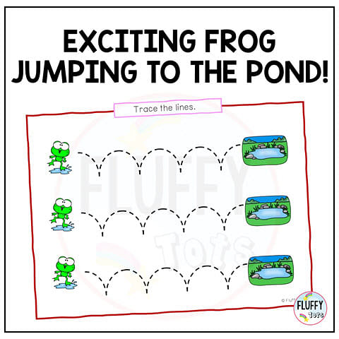 frog tracing lines, frog worksheets