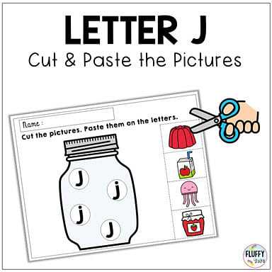 letter j cut and paste the pictures