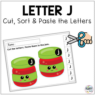 Fun Letter J Cut and Paste Worksheets Activities 1