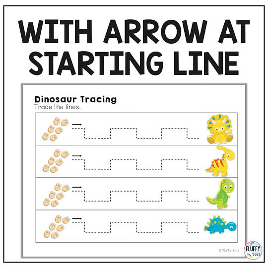 Dinosaur preschool tracing worksheets