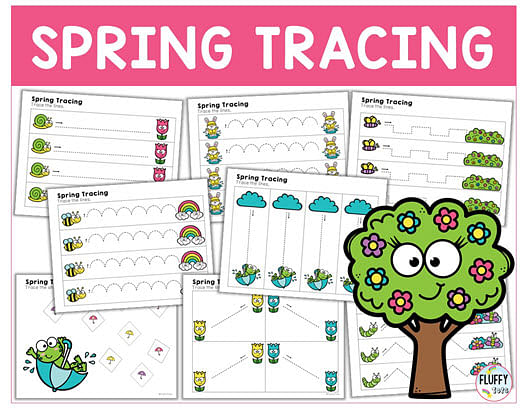 spring tracing worksheets