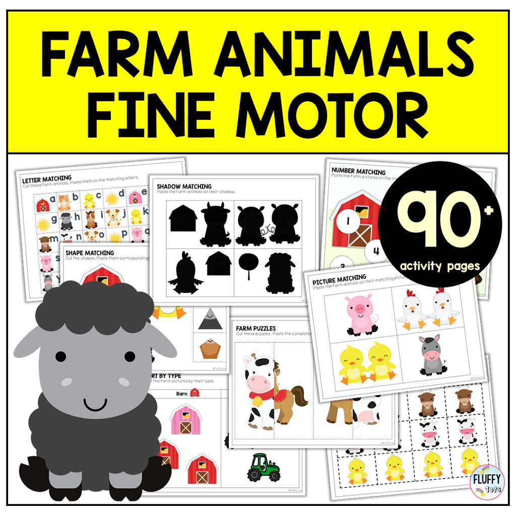 Farm Scissors Cutting Printable : FREE 2 Farm Animals 3