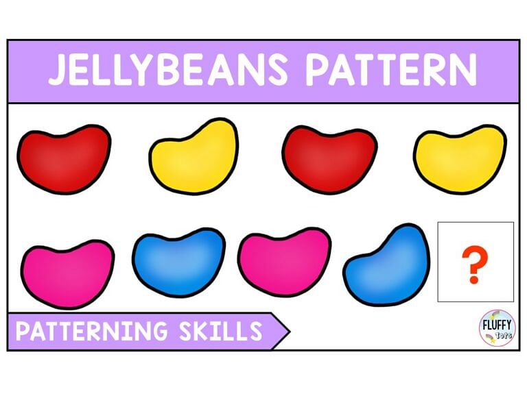 Easy Easter Jellybean AB Pattern Worksheets